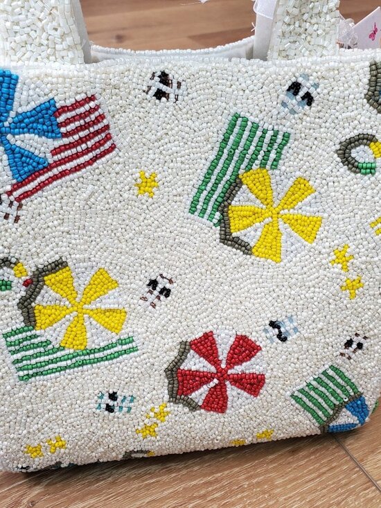 Viral Beach Sand Seaside Beaded Bag Shoulder Bag India Hand Made NEW Umbrellas - Picture 1 of 16